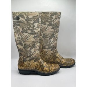 Ugg Women's Shaye‎ Island Floral Rain Boots Size 6 Tropical Brown Beige